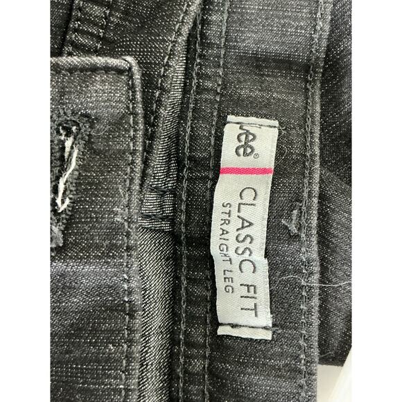 Lee Classic Fit High Rise Straight Jeans Womens 16 Black Stretch Denim - Picture 6 of 7